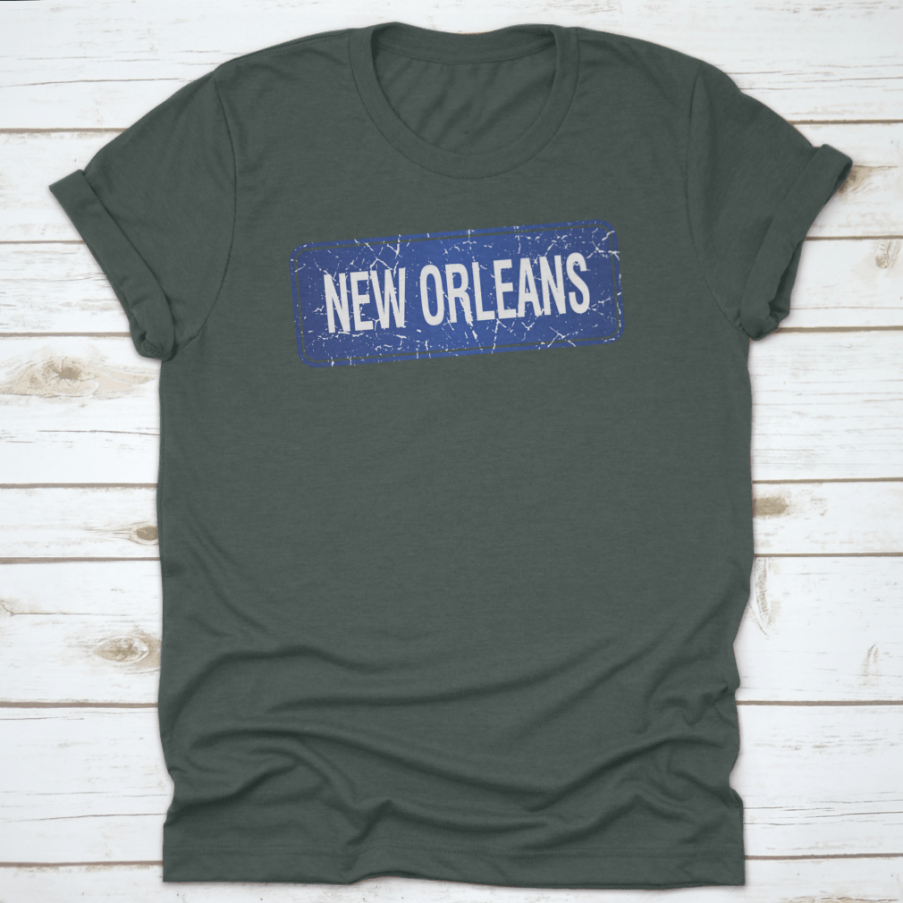 New Orleans Blue Stamp print design on a white background, showcasing vibrant colors and intricate details.