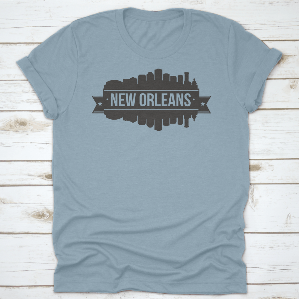 New Orleans Skyline Stamp Silhouette print showcasing iconic city landmarks in a stylish design.
