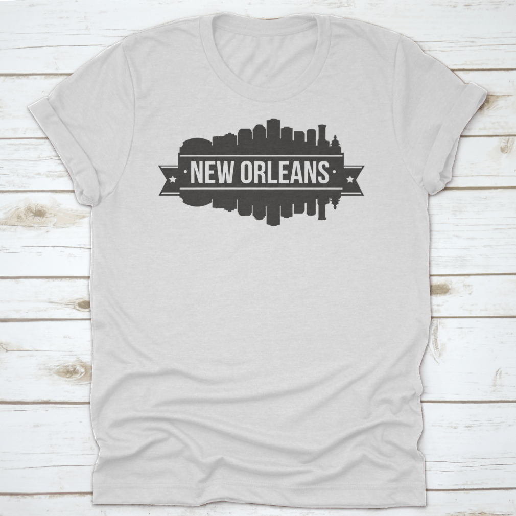 New Orleans Skyline Stamp Silhouette print showcasing iconic city landmarks in a stylish design.