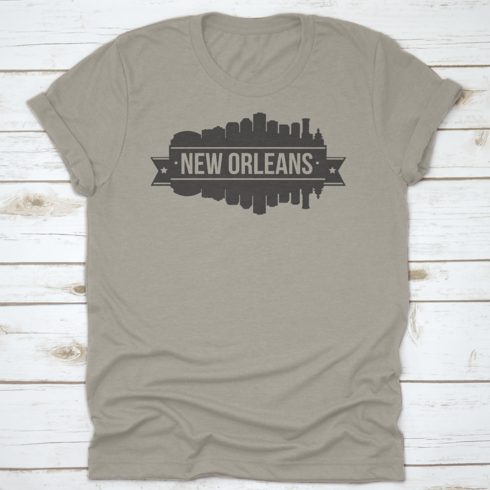 New Orleans Skyline Stamp Silhouette print showcasing iconic city landmarks in a stylish design.
