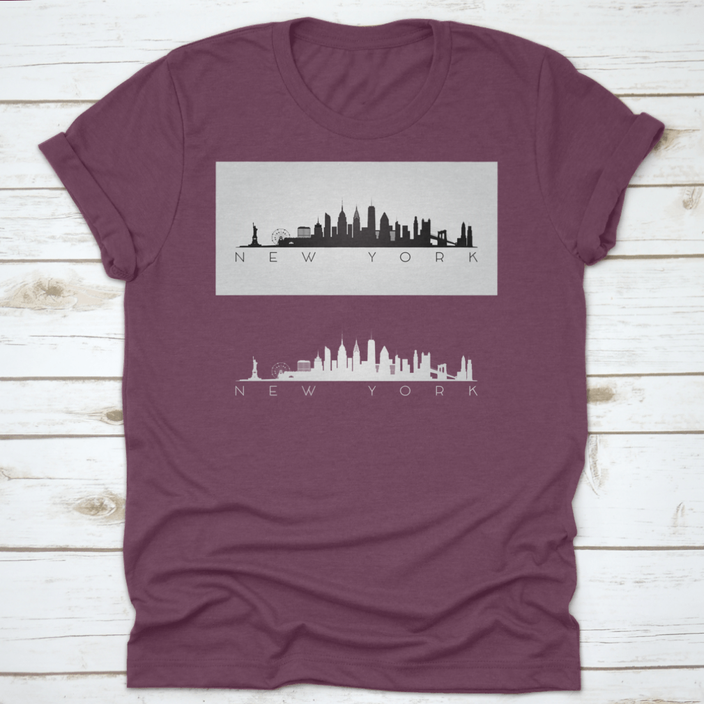 New York City T-shirt featuring the Statue of Liberty and Ferris Wheel design, showcasing vibrant colors and high-quality fabric.