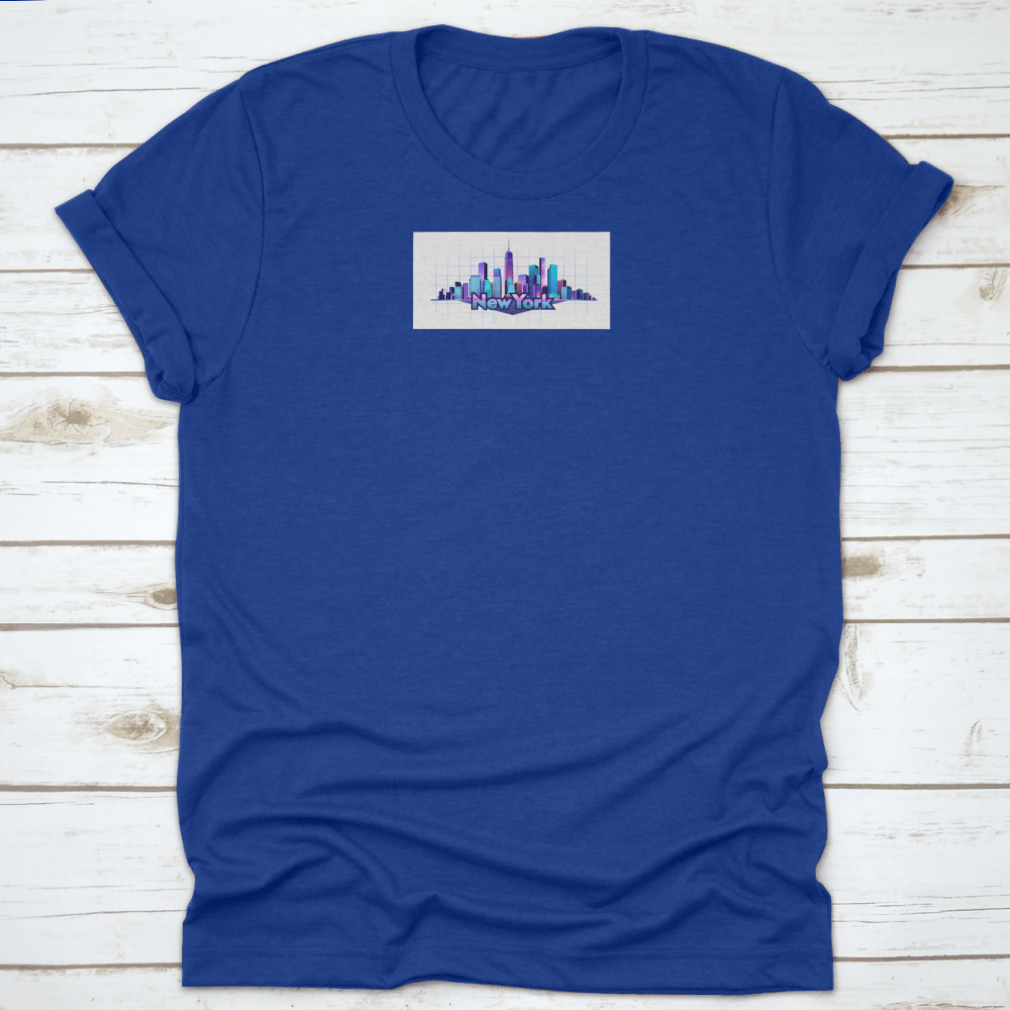 A stylish T-shirt featuring a vector design of New York City's iconic buildings on a white background, showcasing urban culture.