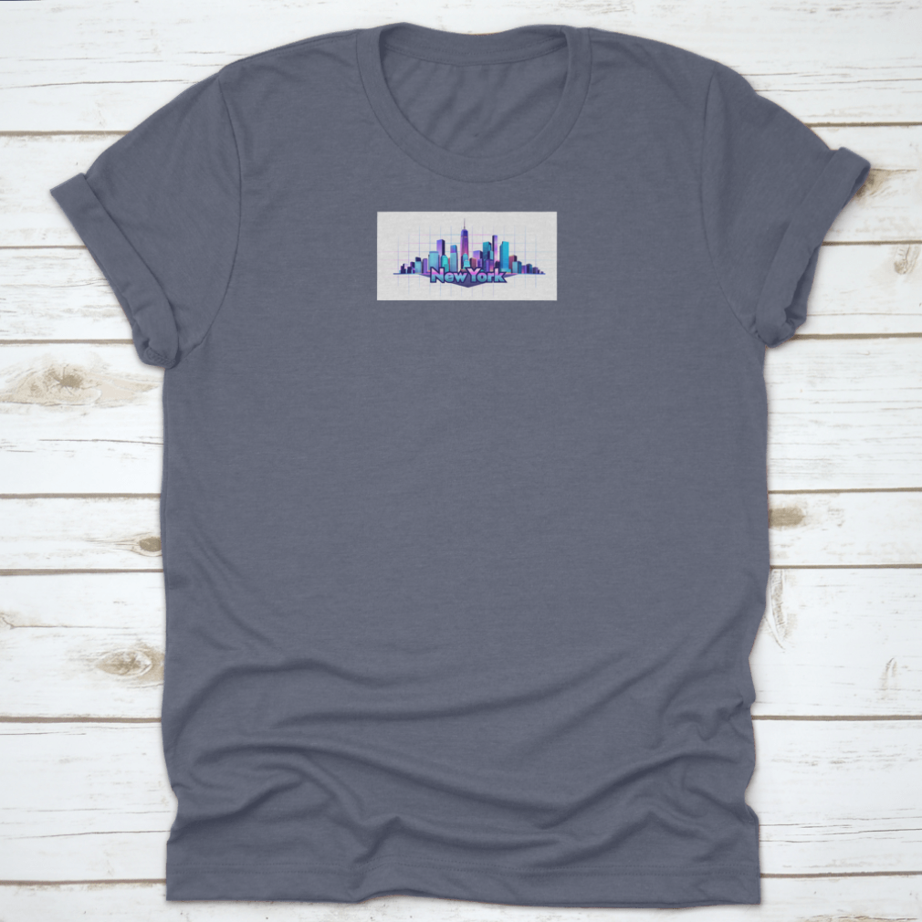 A stylish T-shirt featuring a vector design of New York City's iconic buildings on a white background, showcasing urban culture.