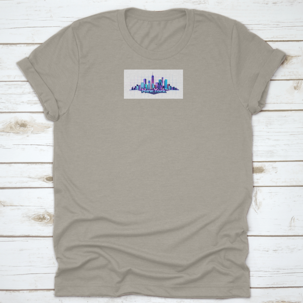 A stylish T-shirt featuring a vector design of New York City's iconic buildings on a white background, showcasing urban culture.