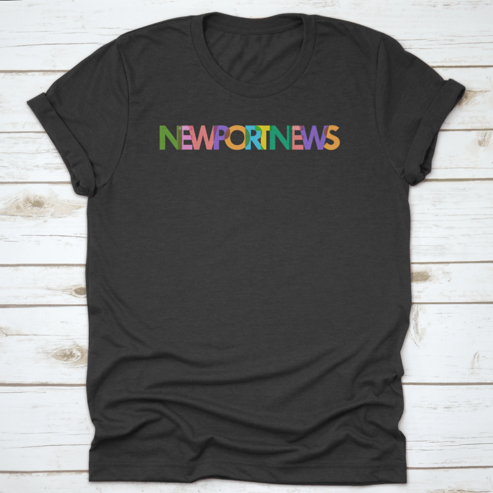 Newport News City Word Text Vector Design T-shirt in grey, showcasing a stylish and comfortable fit.