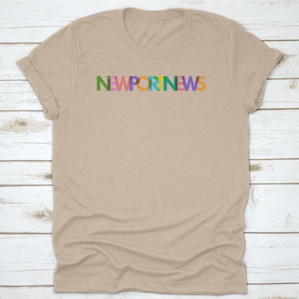 Newport News City Word Text Vector Design T-shirt in grey, showcasing a stylish and comfortable fit.