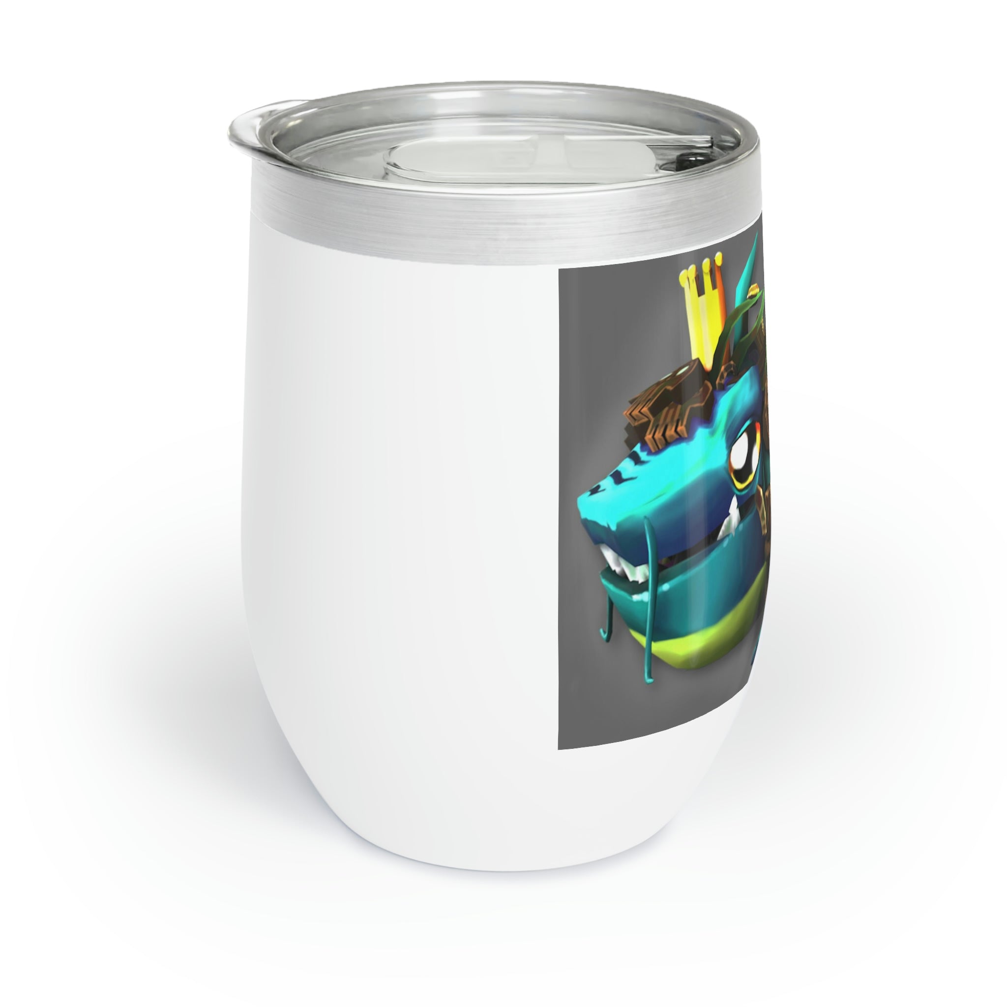 Nibblers the Misfit Shark Chill Wine Tumbler in stainless steel with a customizable design, perfect for keeping drinks at the ideal temperature.