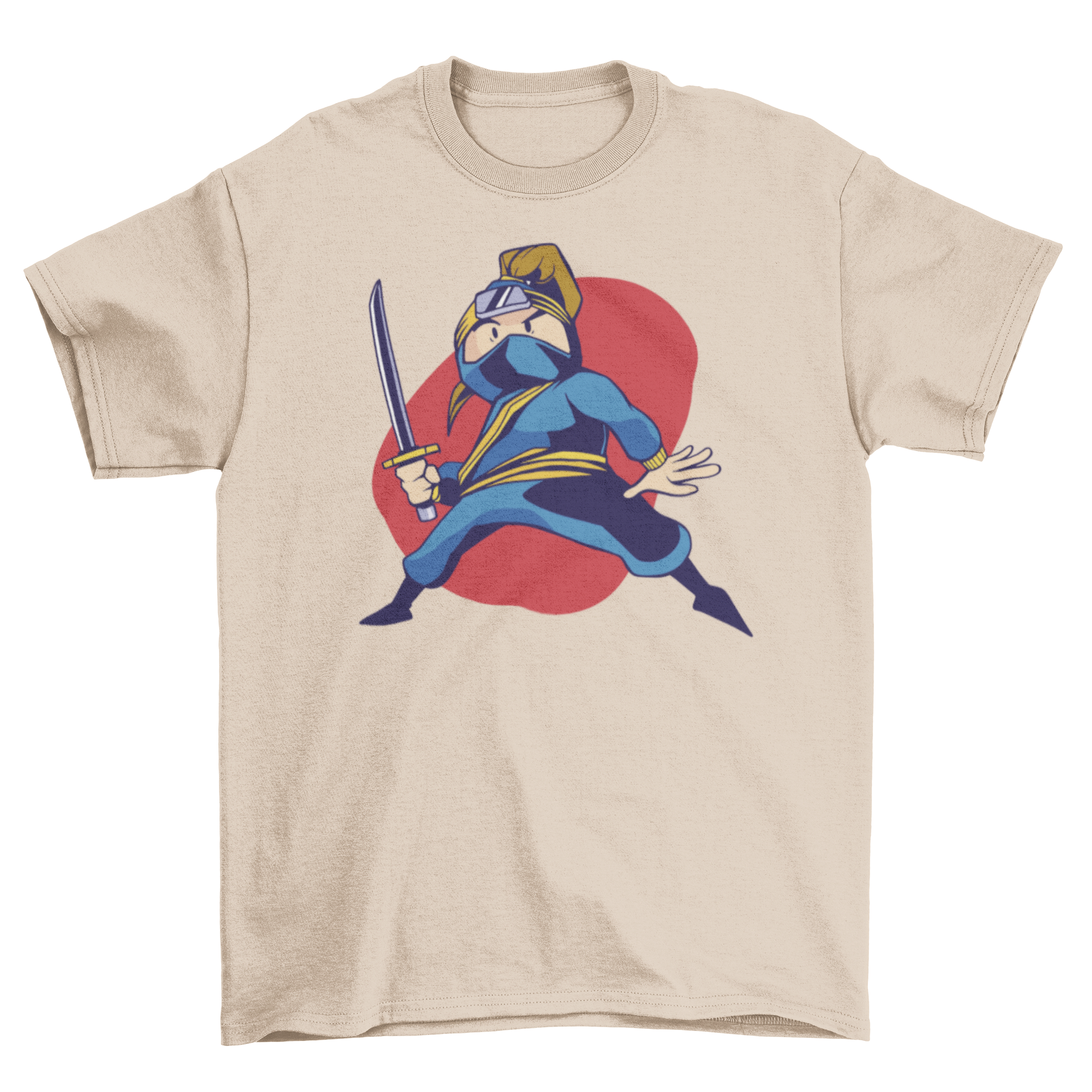 A colorful Ninja Cartoon T-Shirt featuring a playful ninja kid design, perfect for children.