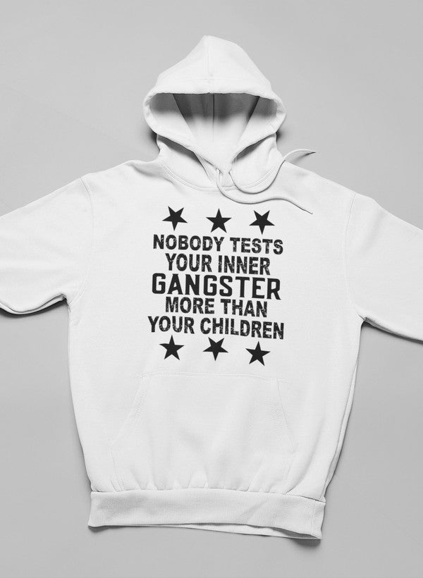 A stylish hoodie featuring a unique design that expresses inner gangster vibes, made from a cozy cotton/poly fleece blend.