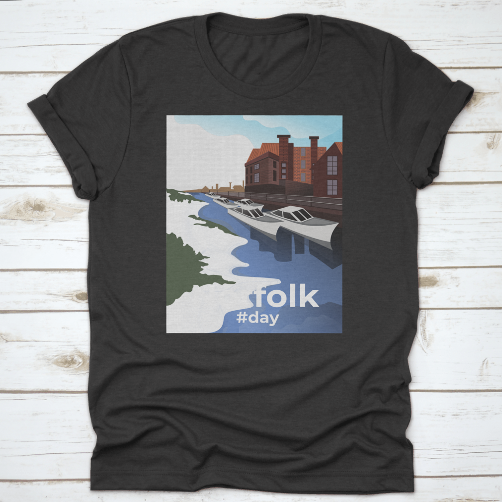 Norwich shirt featuring Norfolk Village illustration, showcasing vibrant colors and comfortable fabric.