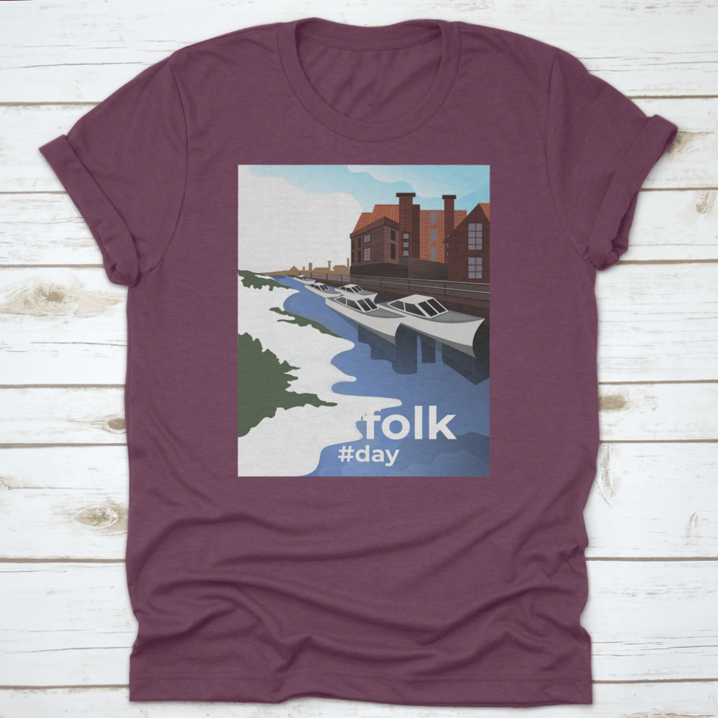 Norwich shirt featuring Norfolk Village illustration, showcasing vibrant colors and comfortable fabric.