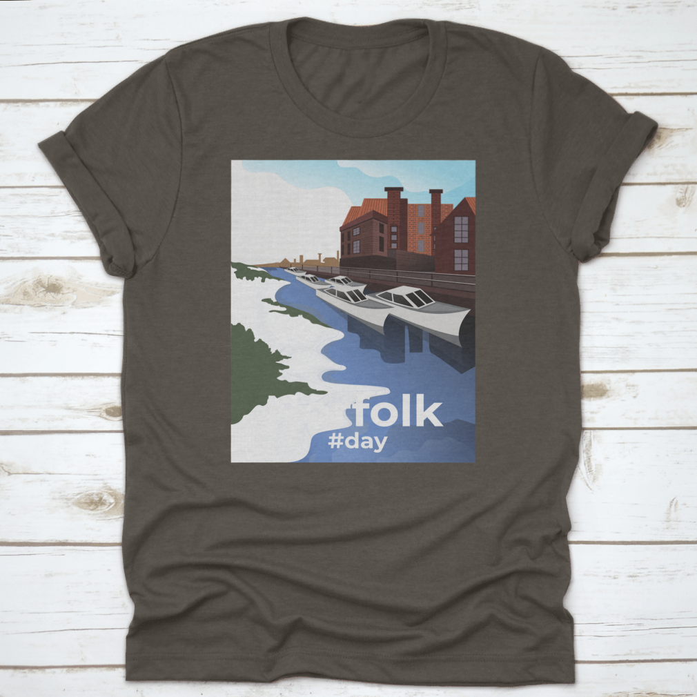 Norwich shirt featuring Norfolk Village illustration, showcasing vibrant colors and comfortable fabric.