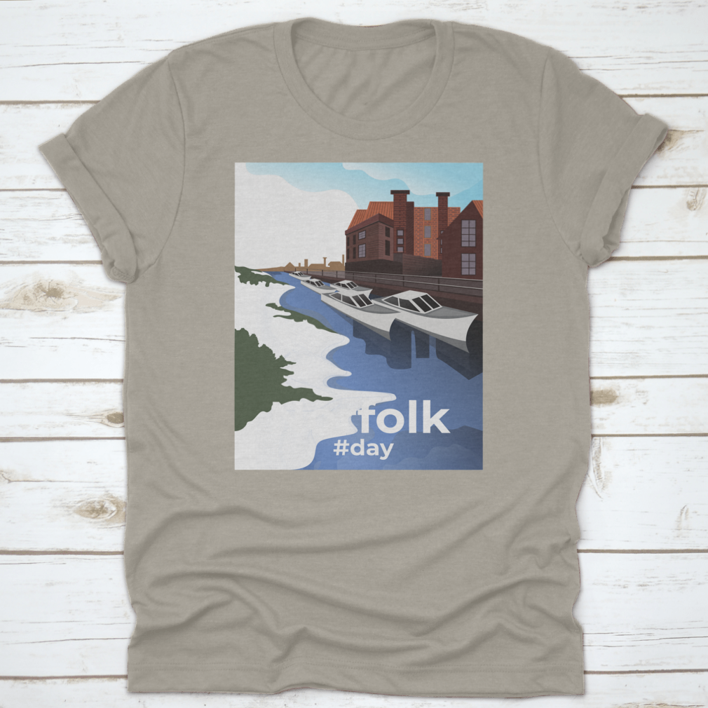Norwich shirt featuring Norfolk Village illustration, showcasing vibrant colors and comfortable fabric.