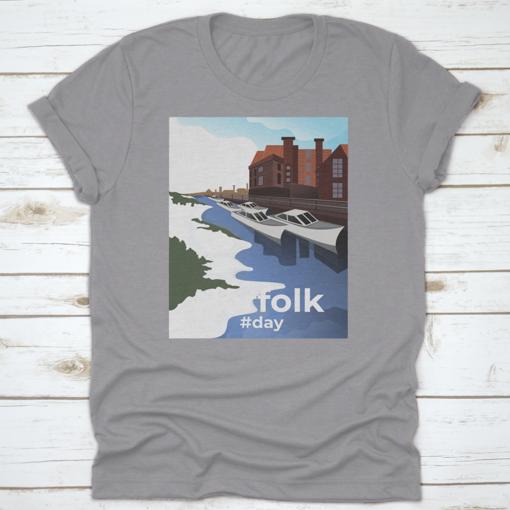 Norwich shirt featuring Norfolk Village illustration, showcasing vibrant colors and comfortable fabric.