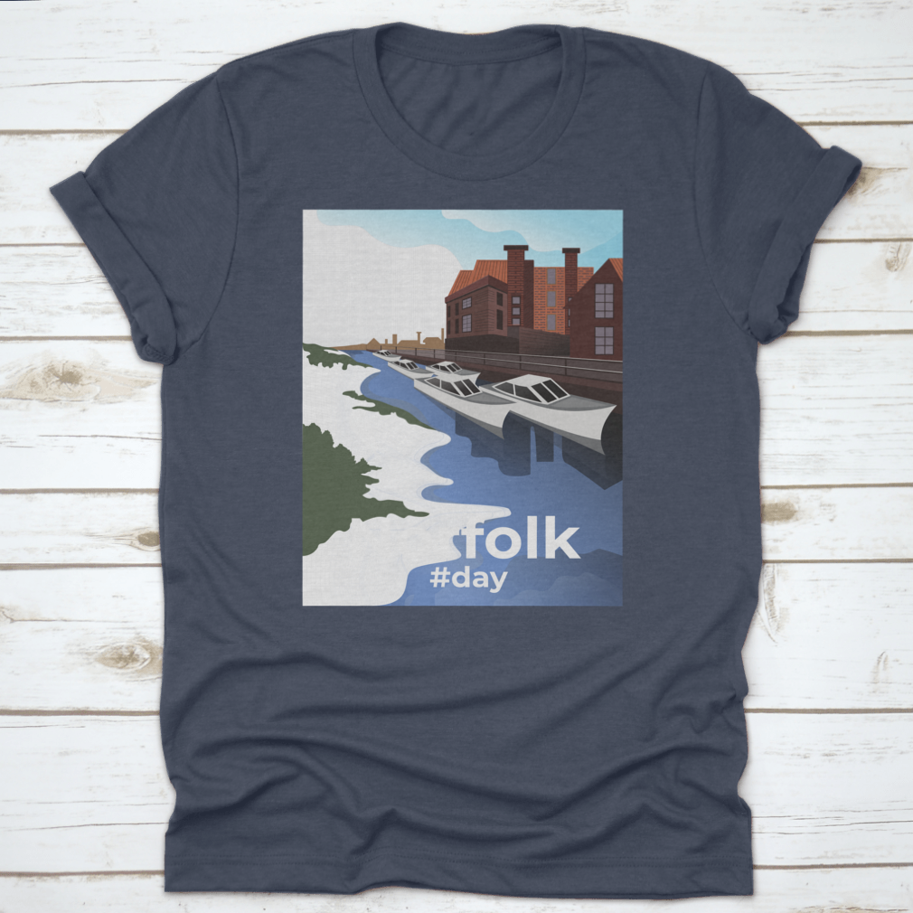 Norwich shirt featuring Norfolk Village illustration, showcasing vibrant colors and comfortable fabric.