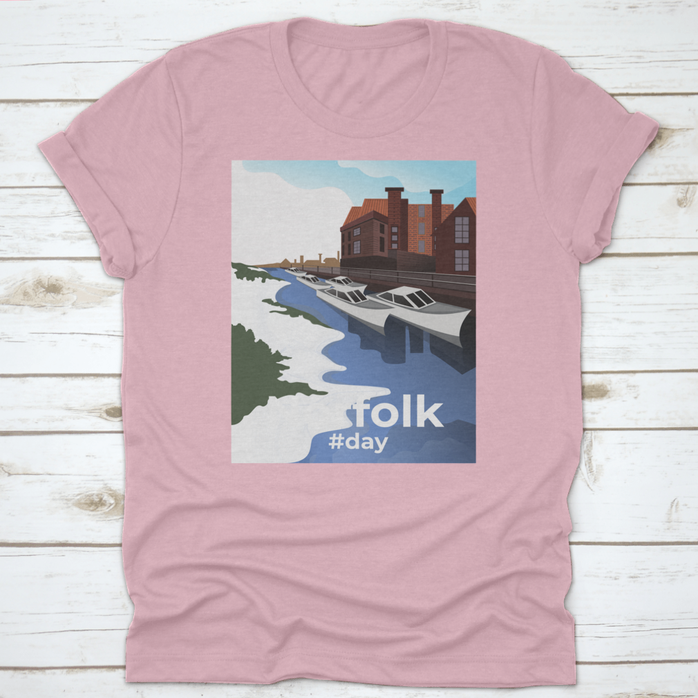 Norwich shirt featuring Norfolk Village illustration, showcasing vibrant colors and comfortable fabric.