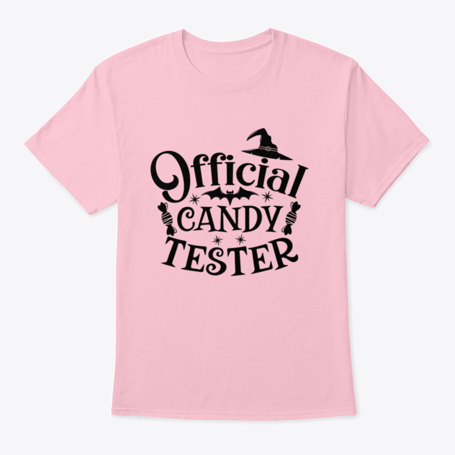 Official Candy Tester Vector Halloween T-Shirt featuring a fun design, made from 100% cotton for comfort.