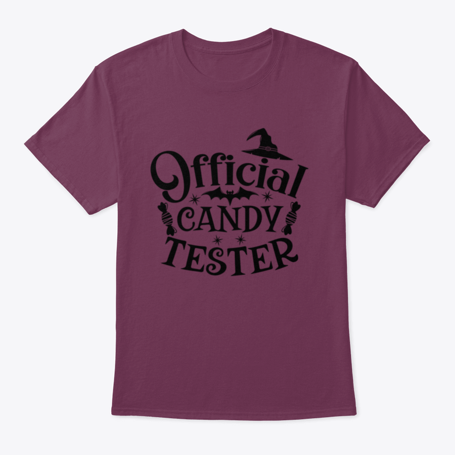 Official Candy Tester Vector Halloween T-Shirt featuring a fun design, made from 100% cotton for comfort.