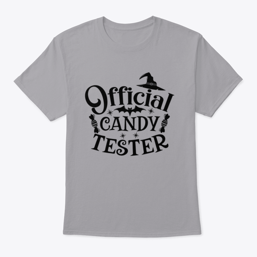 Official Candy Tester Vector Halloween T-Shirt featuring a fun design, made from 100% cotton for comfort.
