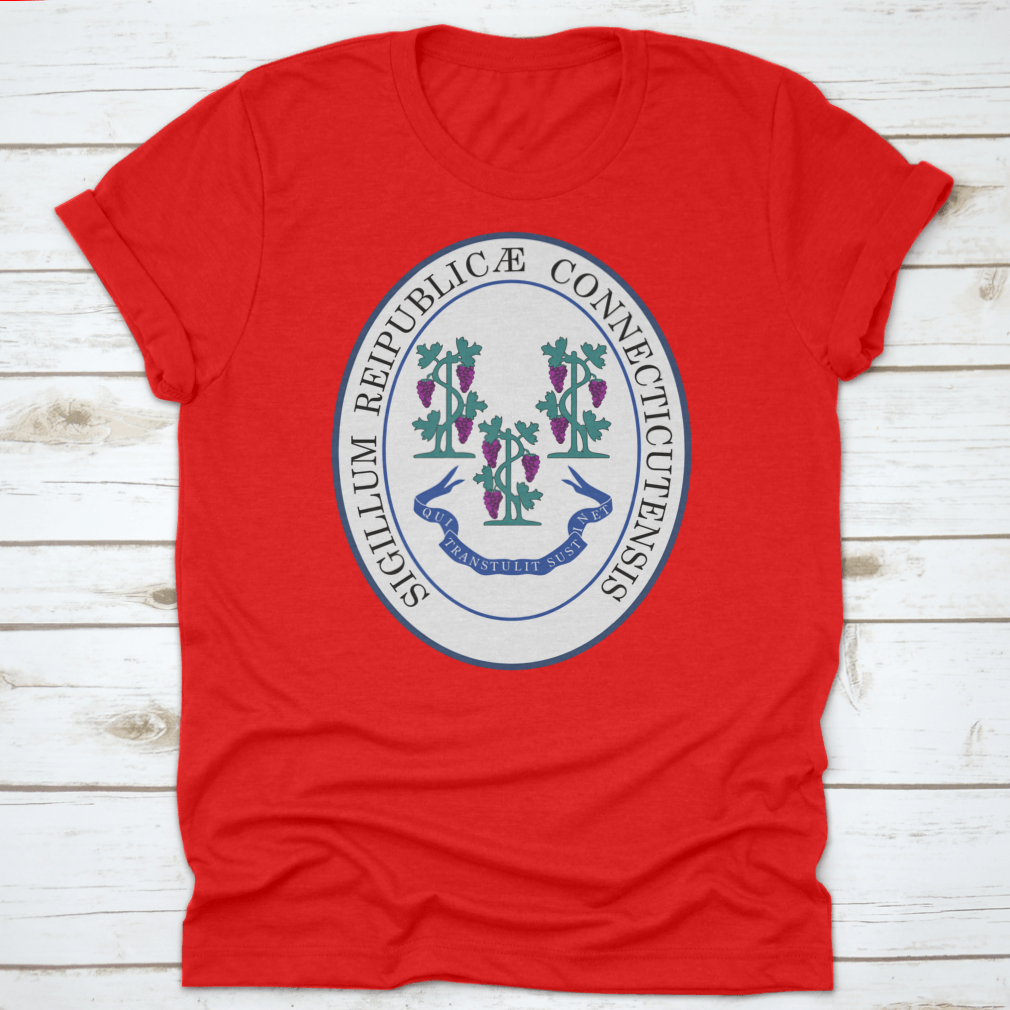 Official Current Vector Great Seal of the Federal State of Connecticut shirt, showcasing the state seal on a comfortable cotton fabric.