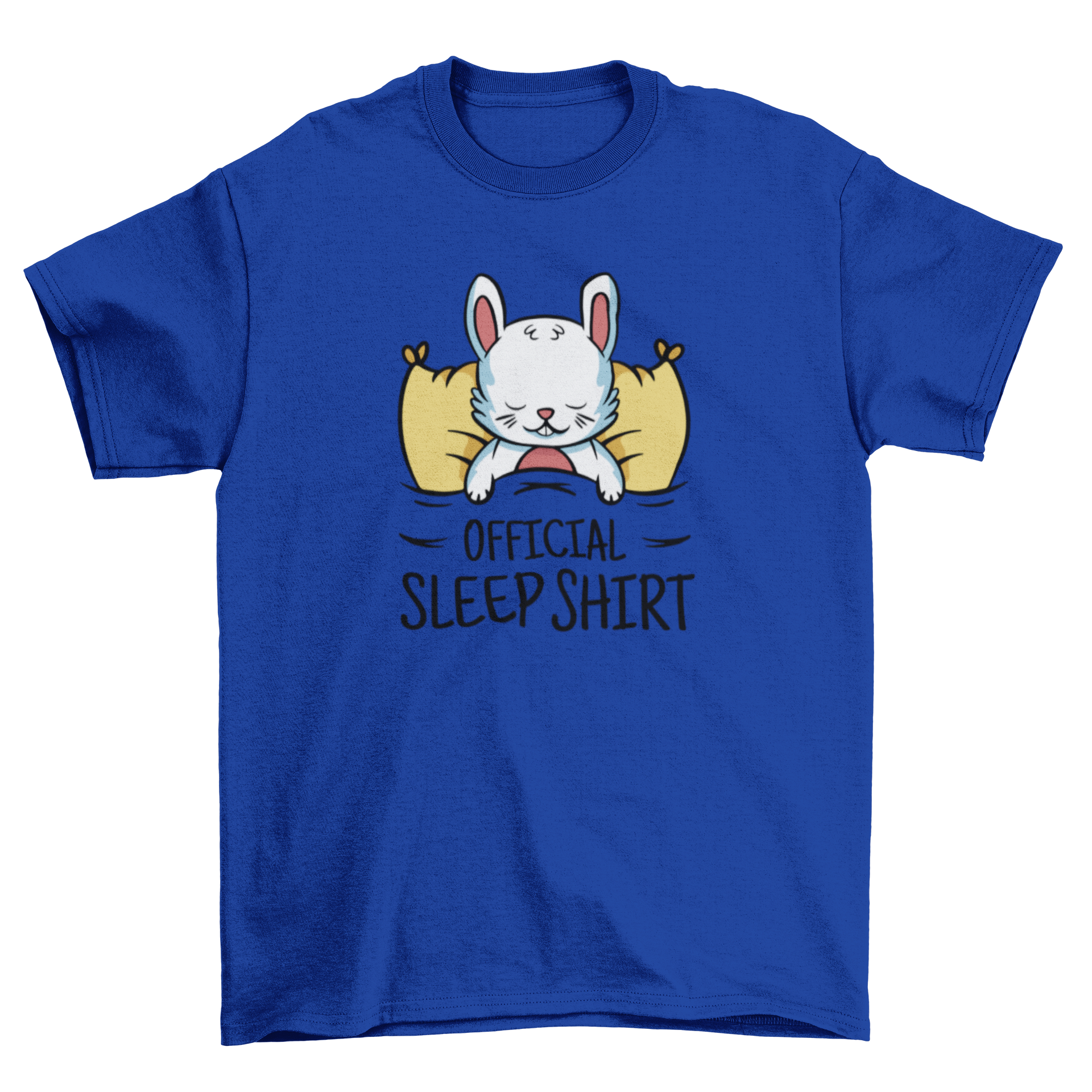 Official sleep shirt featuring a cute rabbit sleeping in a cozy bed design.