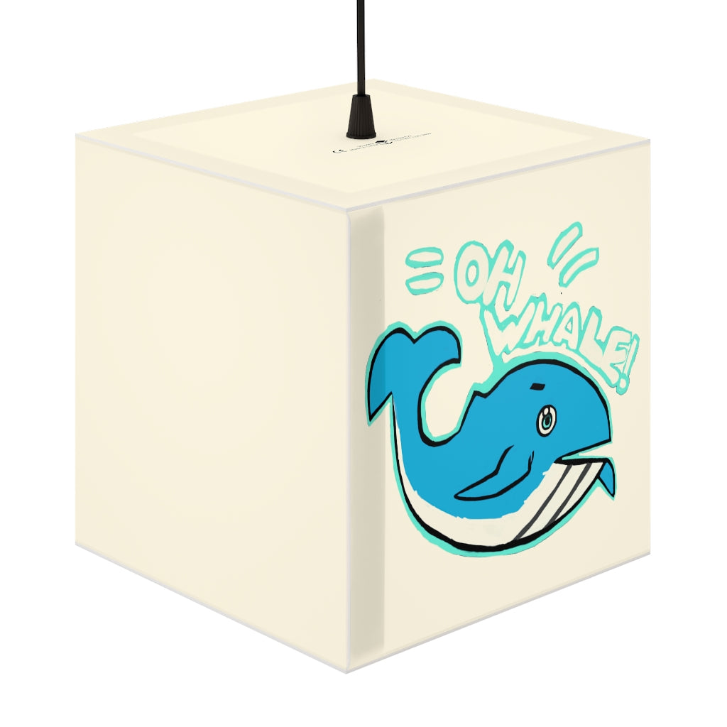 Oh Whale Personalized Lamp in a stylish cube design, showcasing its unique patterns and customizable lighting options.