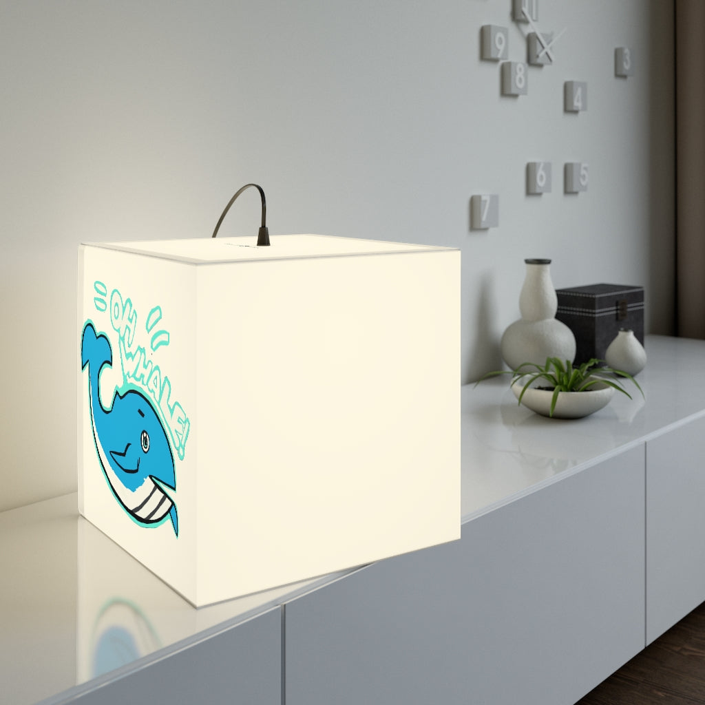 Oh Whale Personalized Lamp in a stylish cube design, showcasing its unique patterns and customizable lighting options.