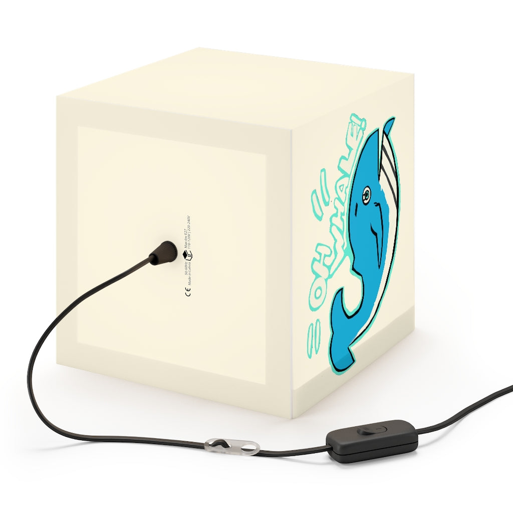 Oh Whale Personalized Lamp in a stylish cube design, showcasing its unique patterns and customizable lighting options.