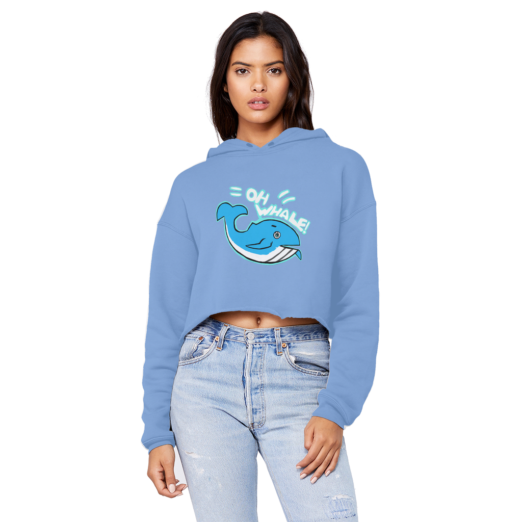 Oh Whale Unisex Cropped Raw Edge Boyfriend Hoodie in various colors with a raw edge hem and double fabric hood.