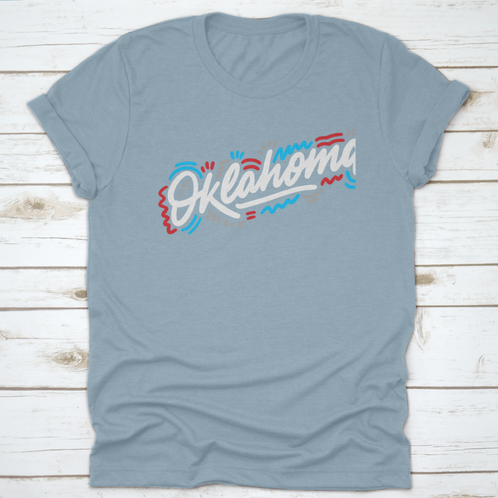 Oklahoma Handwritten City Name T-shirt in Sport Grey, showcasing a stylish design and comfortable fit, perfect for casual wear.