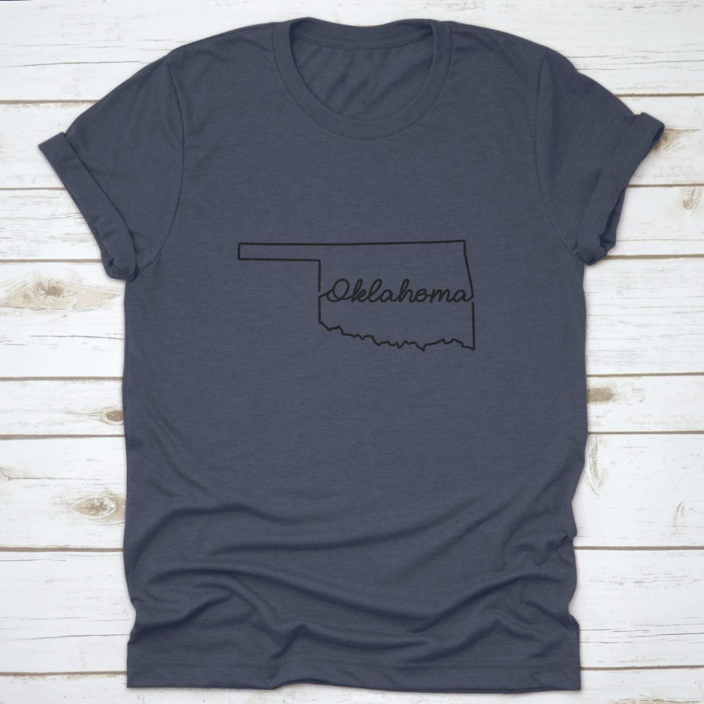 Oklahoma state outline map featuring a handwritten state name, designed for comfort and style.