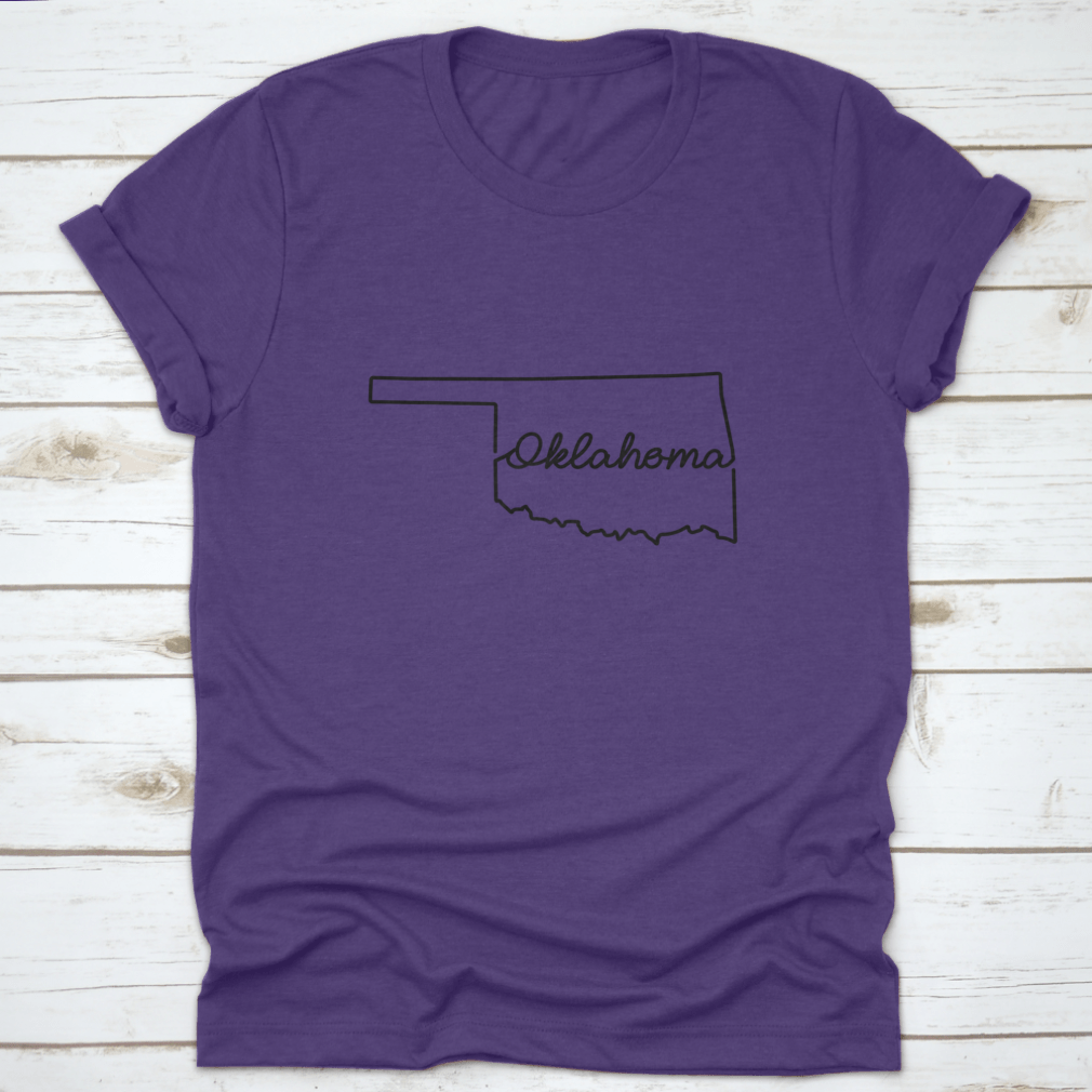 Oklahoma state outline map featuring a handwritten state name, designed for comfort and style.