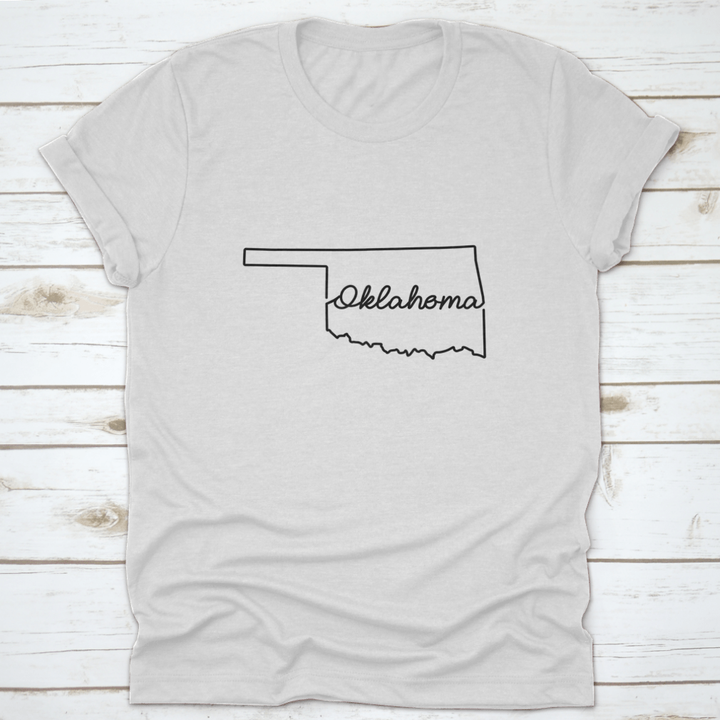 Oklahoma state outline map featuring a handwritten state name, designed for comfort and style.