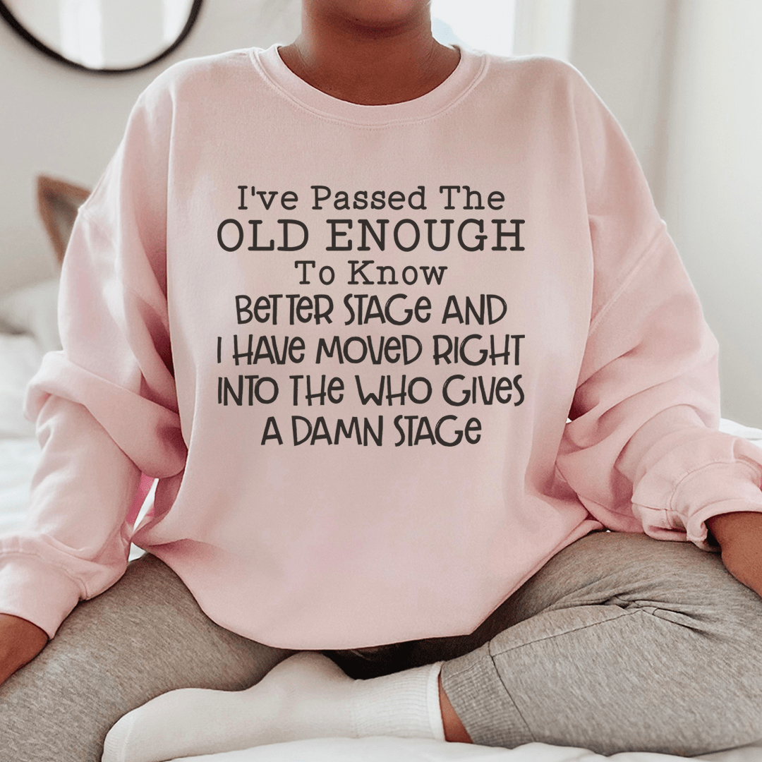 A cozy pair of 'Old Enough To Know Better' sweats featuring unique designs by top artists, made from a soft cotton/poly fleece blend.