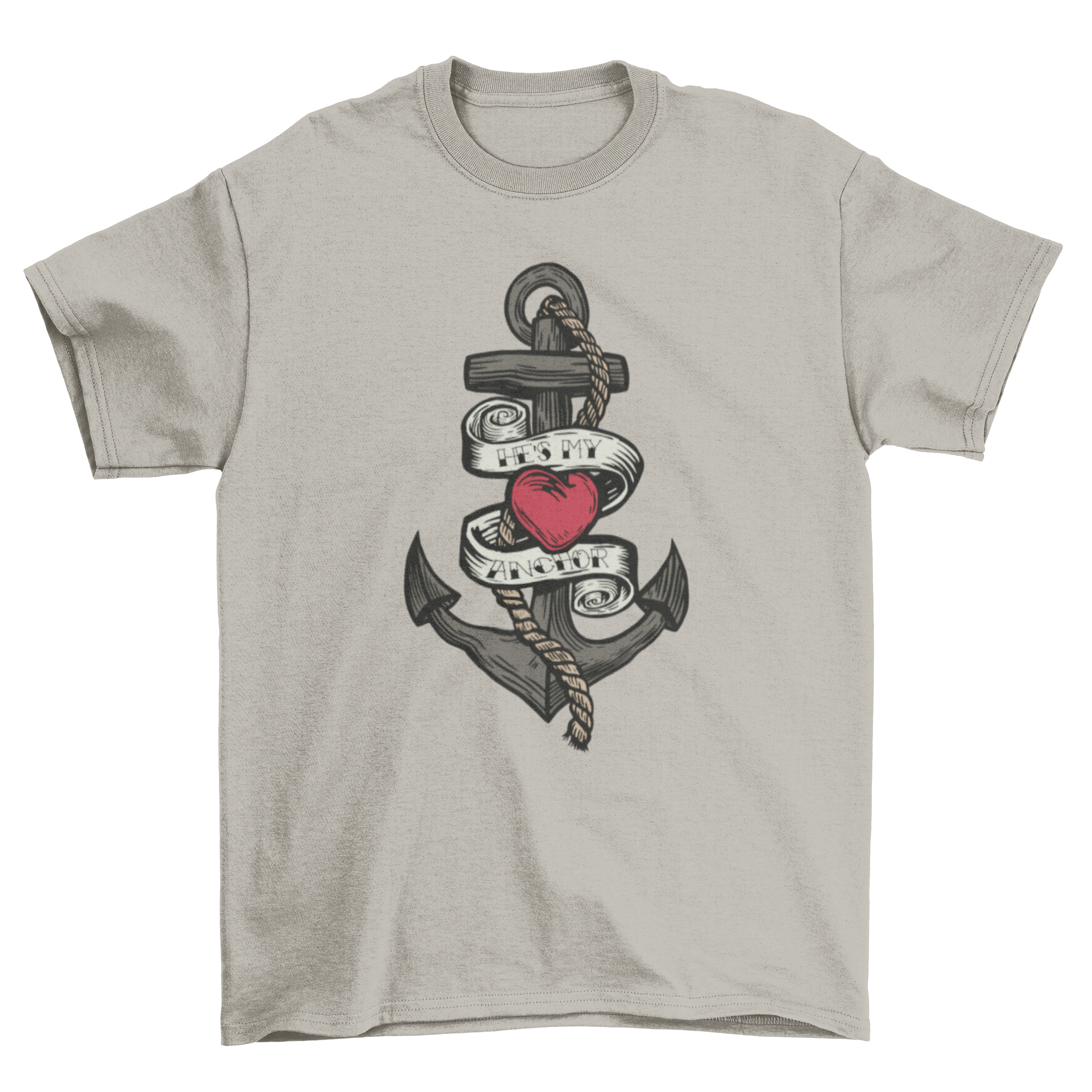 Old School Anchor Quote T-shirt featuring a classic anchor illustration and the quote 'HE'S MY ANCHOR'.