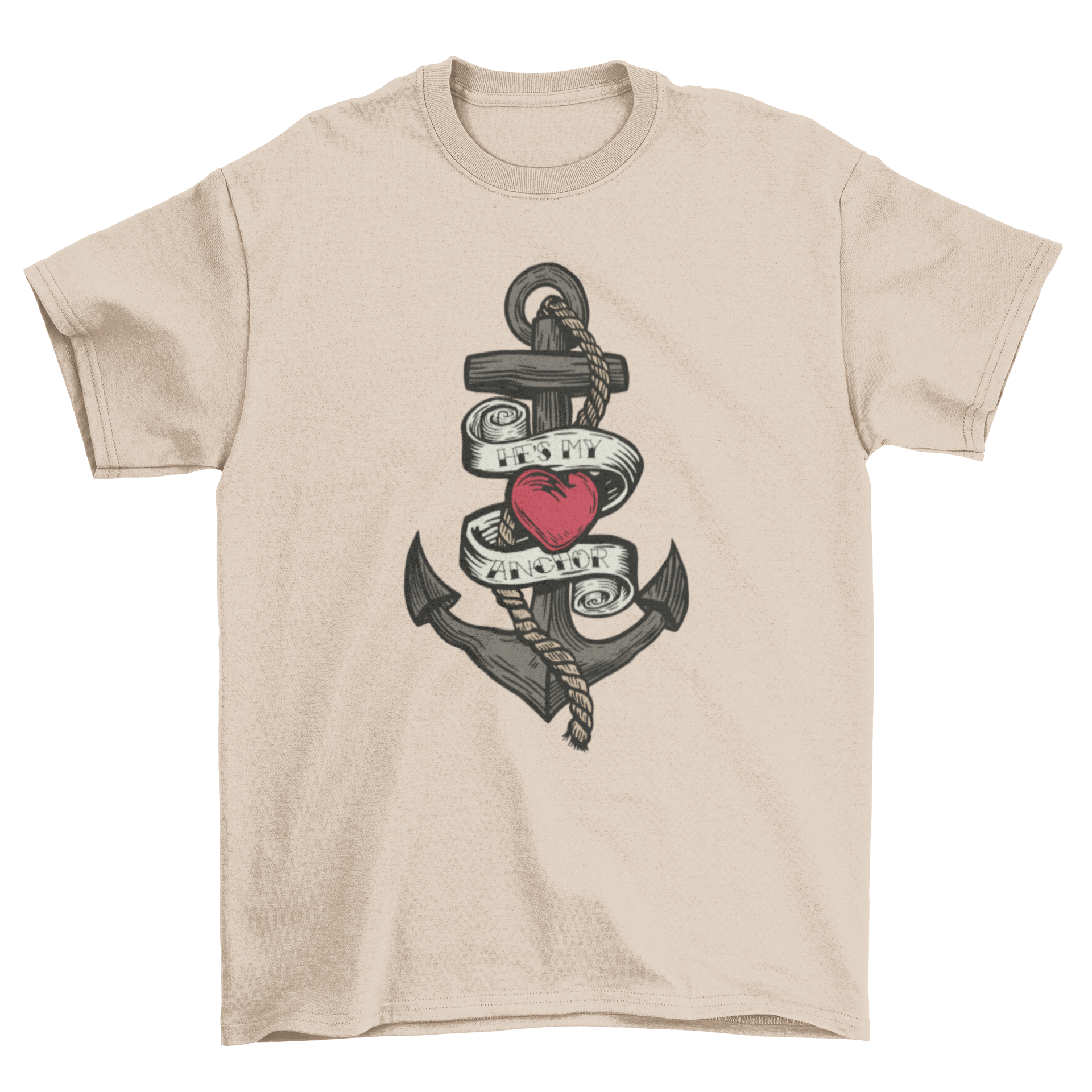 Old School Anchor Quote T-shirt featuring a classic anchor illustration and the quote 'HE'S MY ANCHOR'.