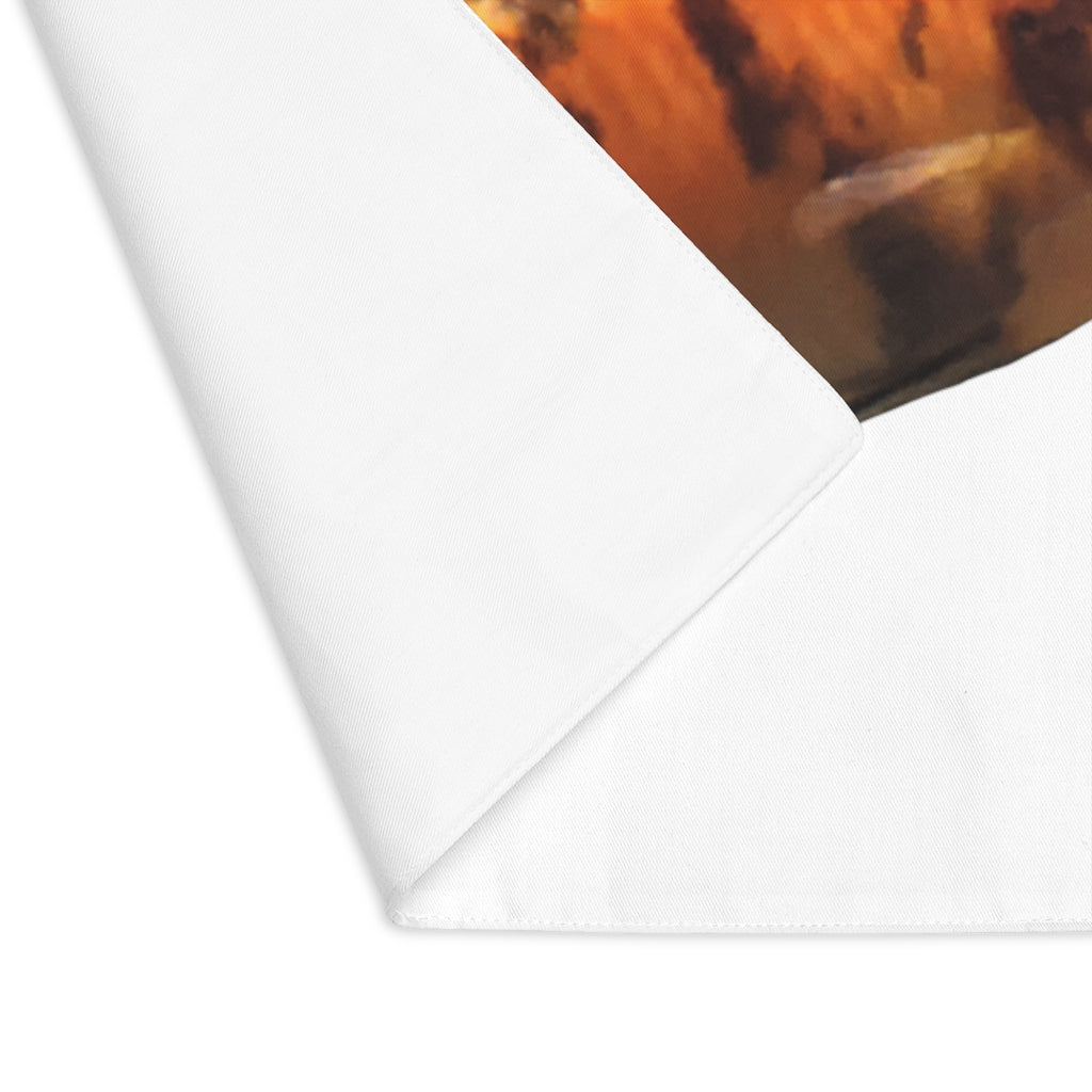 Orange Fish Placemat featuring a vibrant fish design on durable cotton fabric, perfect for dining tables.