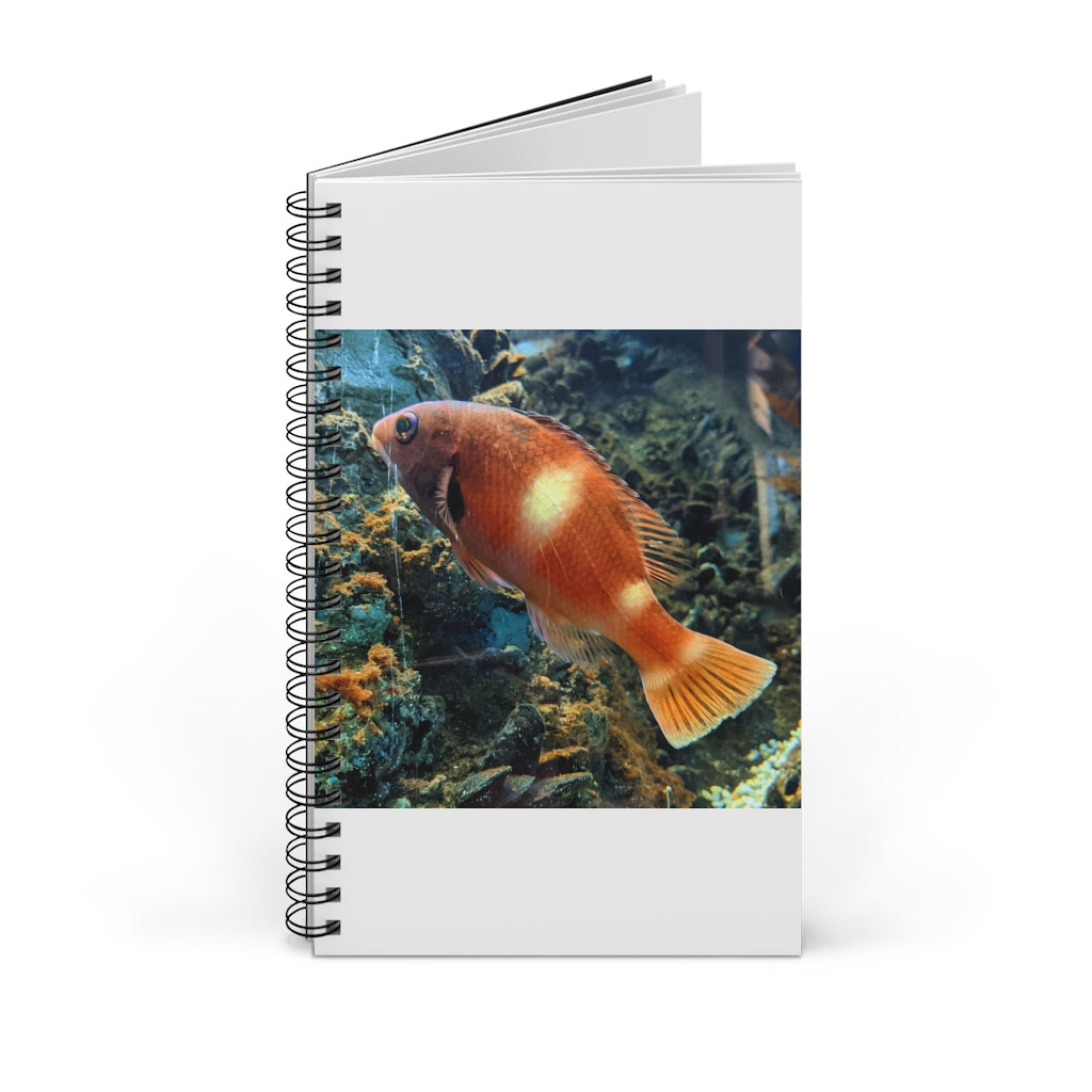 Orange Fish Spiral Journal featuring a vibrant front cover design, available in multiple styles including blank, dot grid, lined, and task manager.