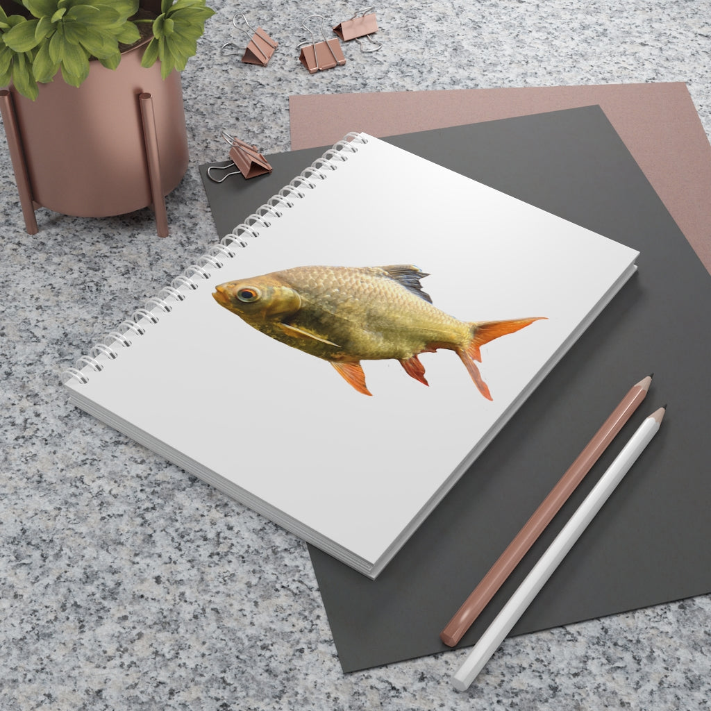 Orange Fish Spiral Notebook with customizable covers and wide-ruled pages, perfect for journaling and note-taking.