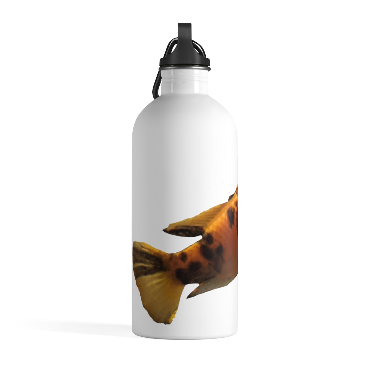 Orange Fish Stainless Steel Water Bottle with a vibrant fish design and a plastic screw top, ideal for hydration on the go.