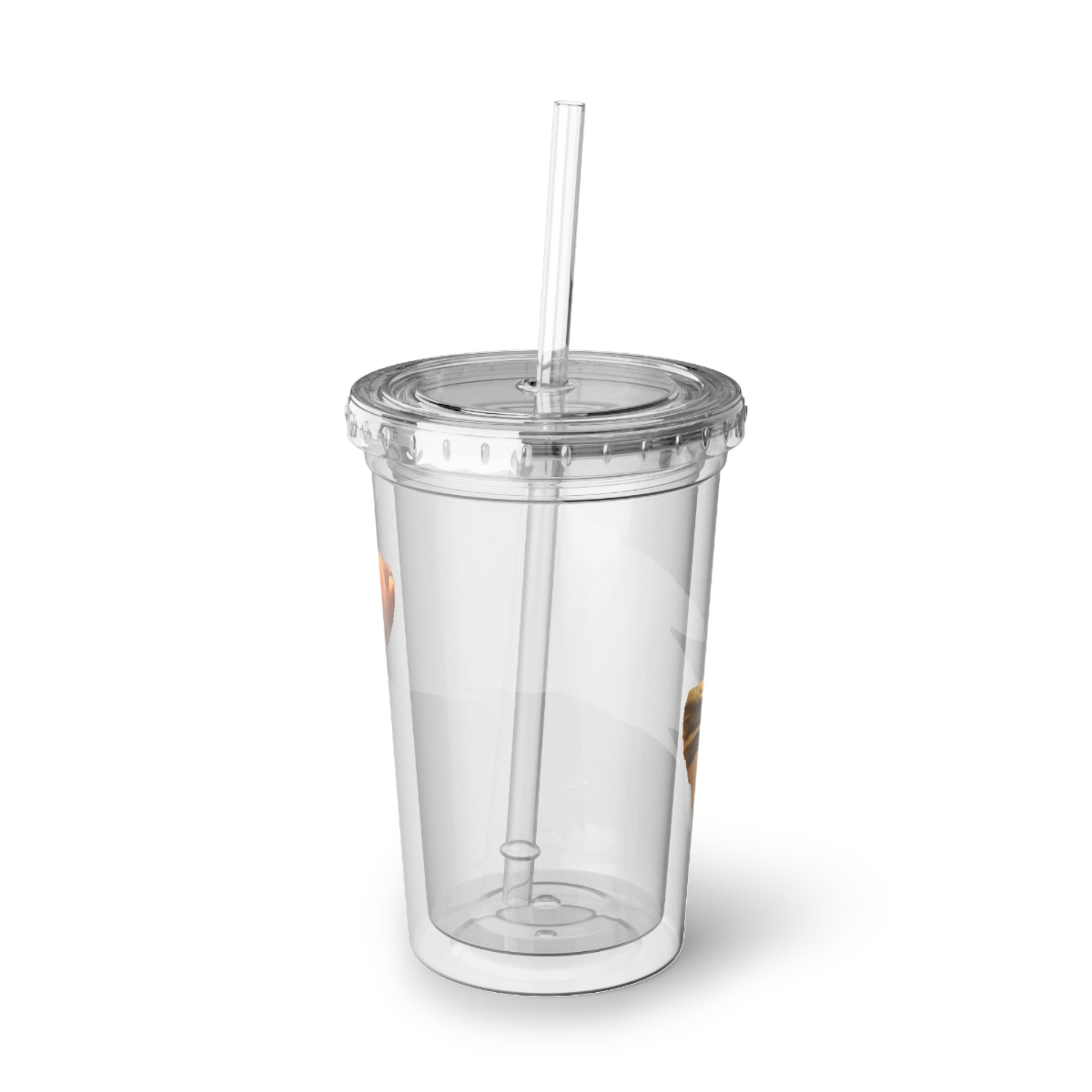 Orange Fish Suave Acrylic Cup with double-wall insulation, featuring a vibrant design and a straw.