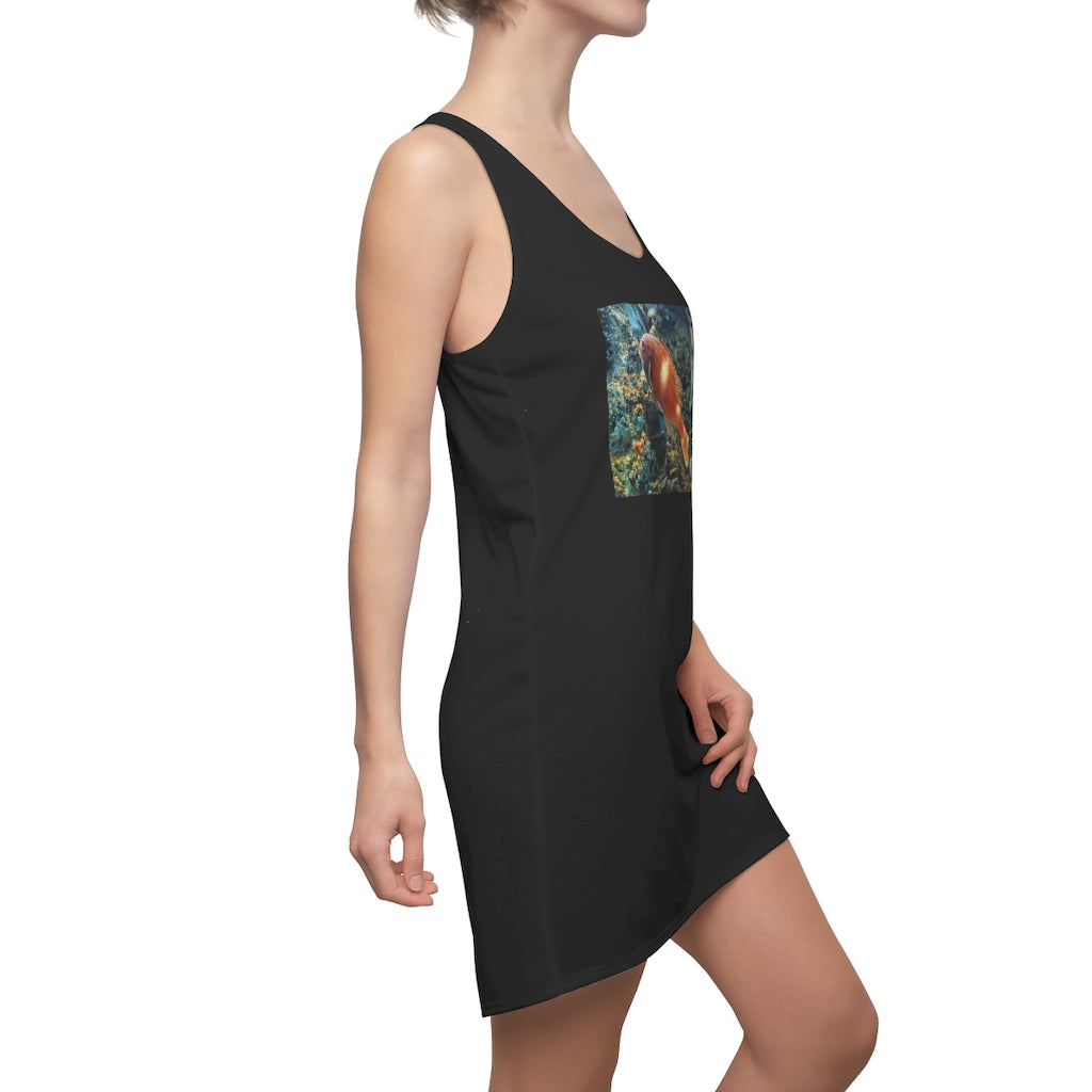 A stylish Orange Fish Women's Cut & Sew Racerback Dress featuring a feminine design and sporty fit, made from lightweight polyester.