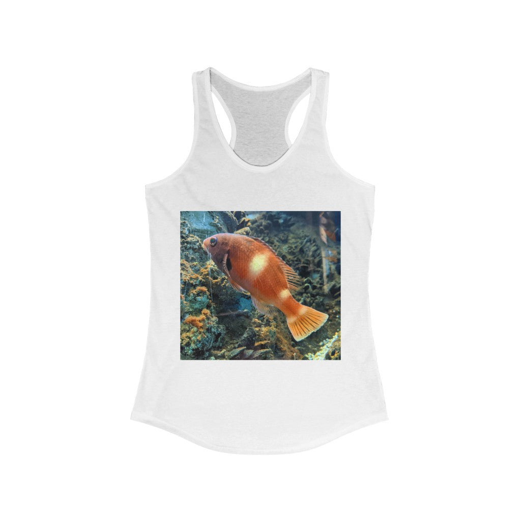 Orange Fish Women's Ideal Racerback Tank top featuring a stylish slim fit and racerback design, perfect for casual wear or workouts.