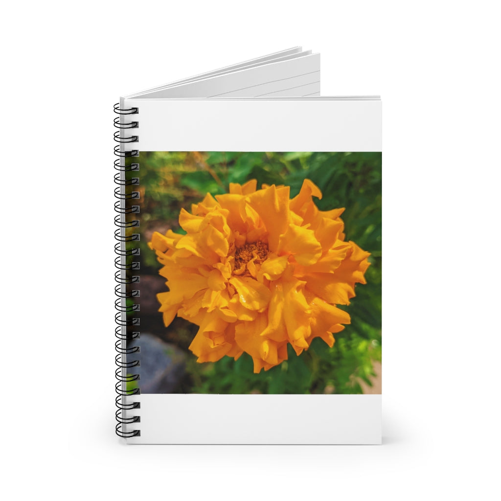 Orange Flower Spiral Notebook with ruled line pages and durable cover design.