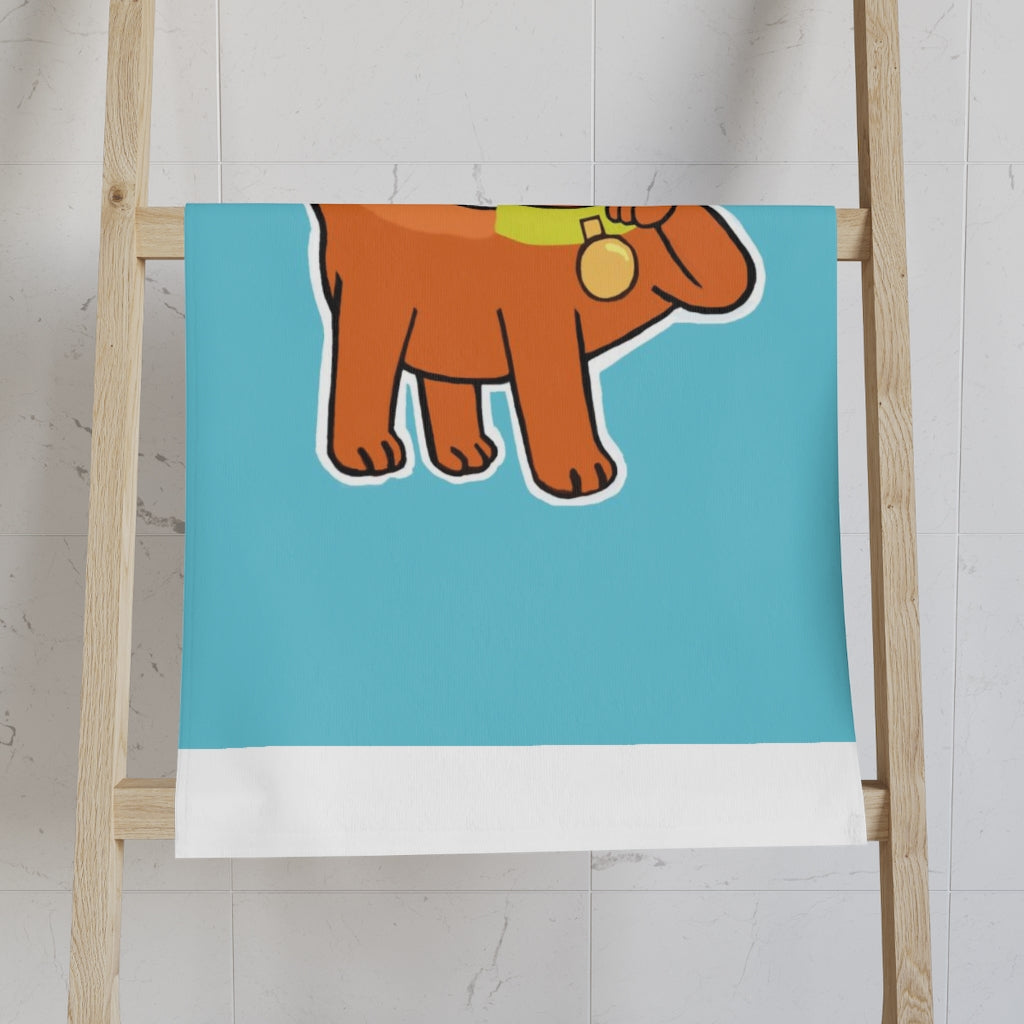 Orange Kitty Hand Towel featuring a vibrant kitty design on a soft polyester front and cotton back, ideal for bathroom decor.