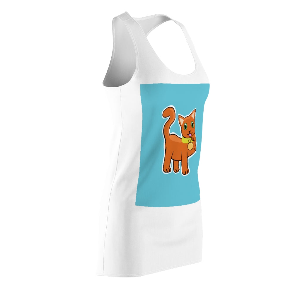 A stylish Orange Kitty Women's Cut & Sew Racerback Dress featuring a sporty fit and feminine design, perfect for various occasions.