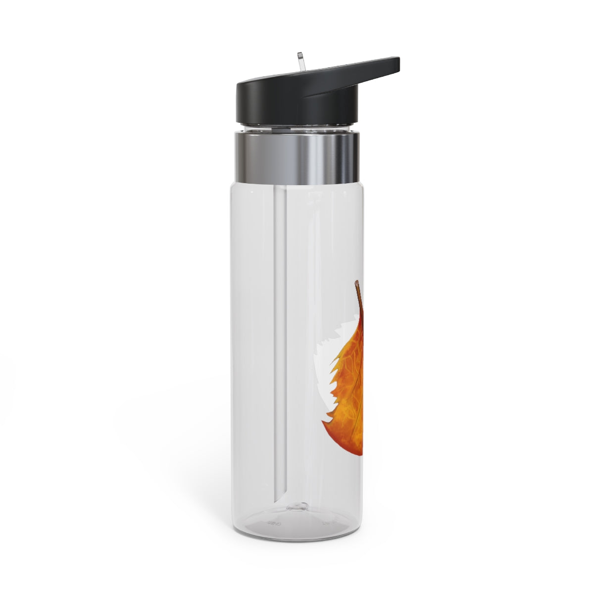 Orange Leaf Kensington Tritan™ Sport Bottle in vibrant orange color with a screw-on lid and straw, featuring a carabiner hook for easy attachment.