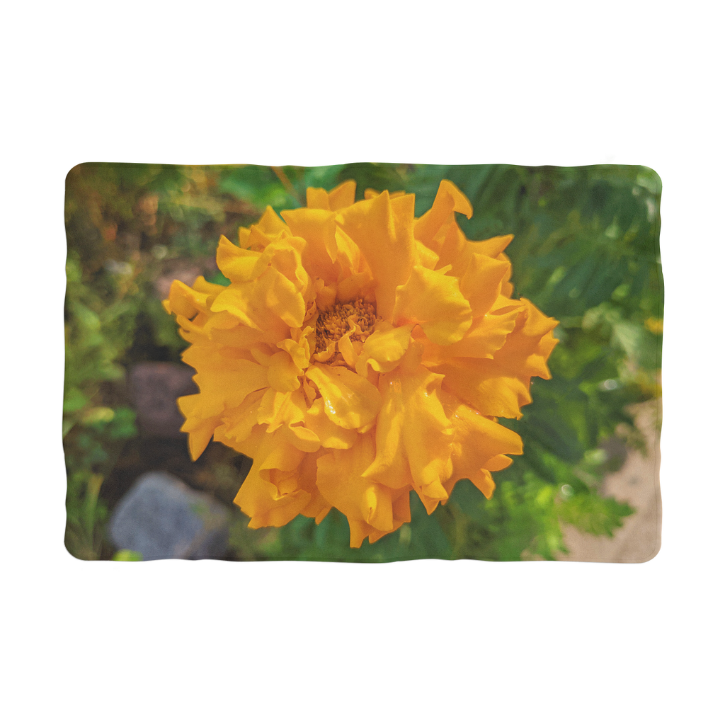 OrangeFlower Sublimation Pet Blanket made of 100% polyester polar fleece, featuring a white back and vibrant printed design, ideal for pet comfort.