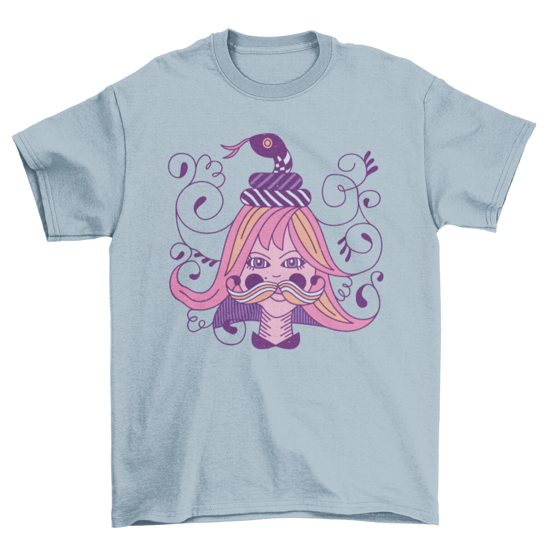 Ornament Girl T-shirt featuring a beautifully illustrated girl with intricate ornamental details.
