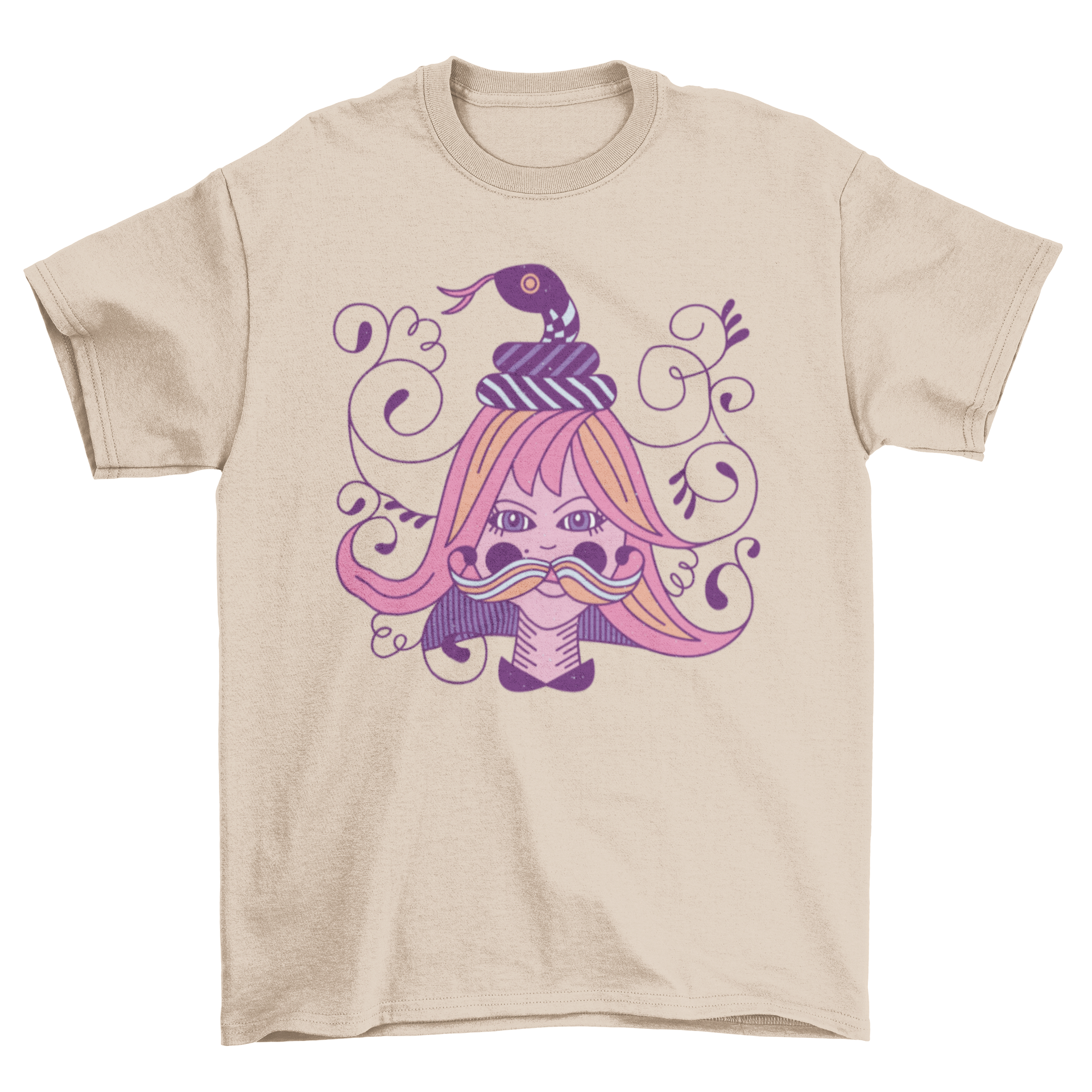 Ornament Girl T-shirt featuring a beautifully illustrated girl with intricate ornamental details.